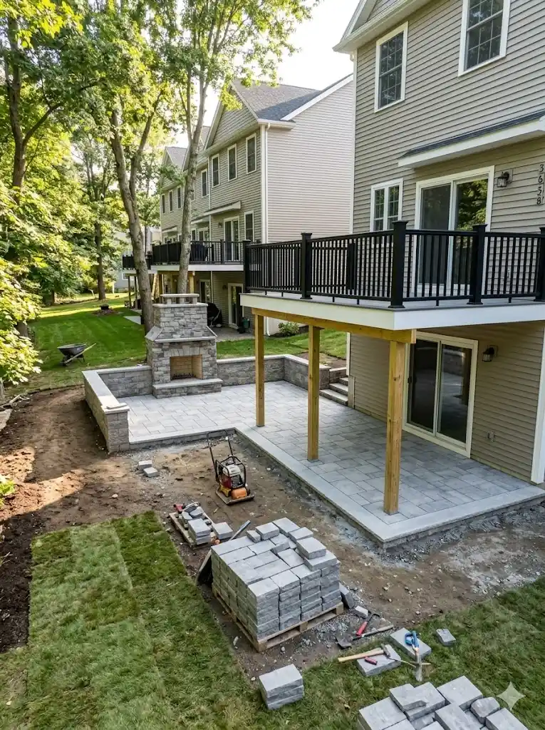Base Preparation Before Stone Installation.