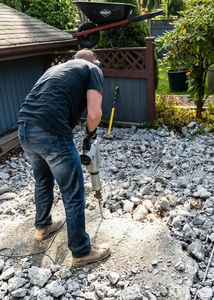 Patio Demolition Before a New Outdoor Space.