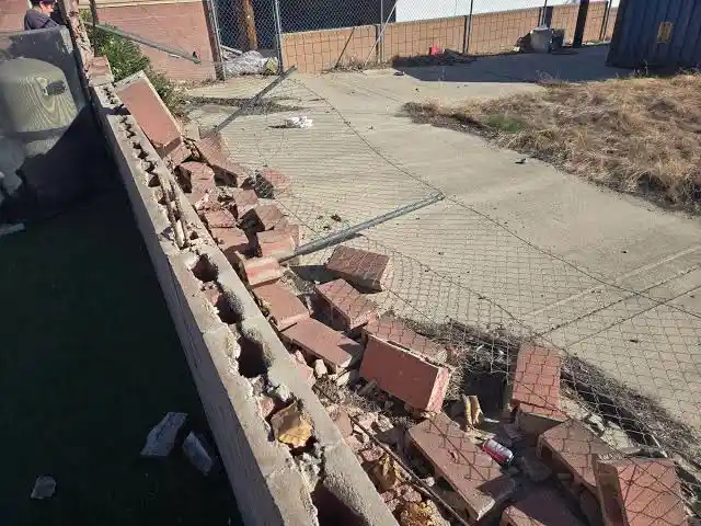 Demolition Before Masonry Wall Replacement.